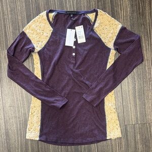 Sanctuary Purple and Tan Long Sleeve Top
